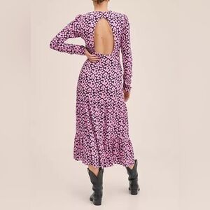 Mango Women's Long Sleeve Polka Dot Dress